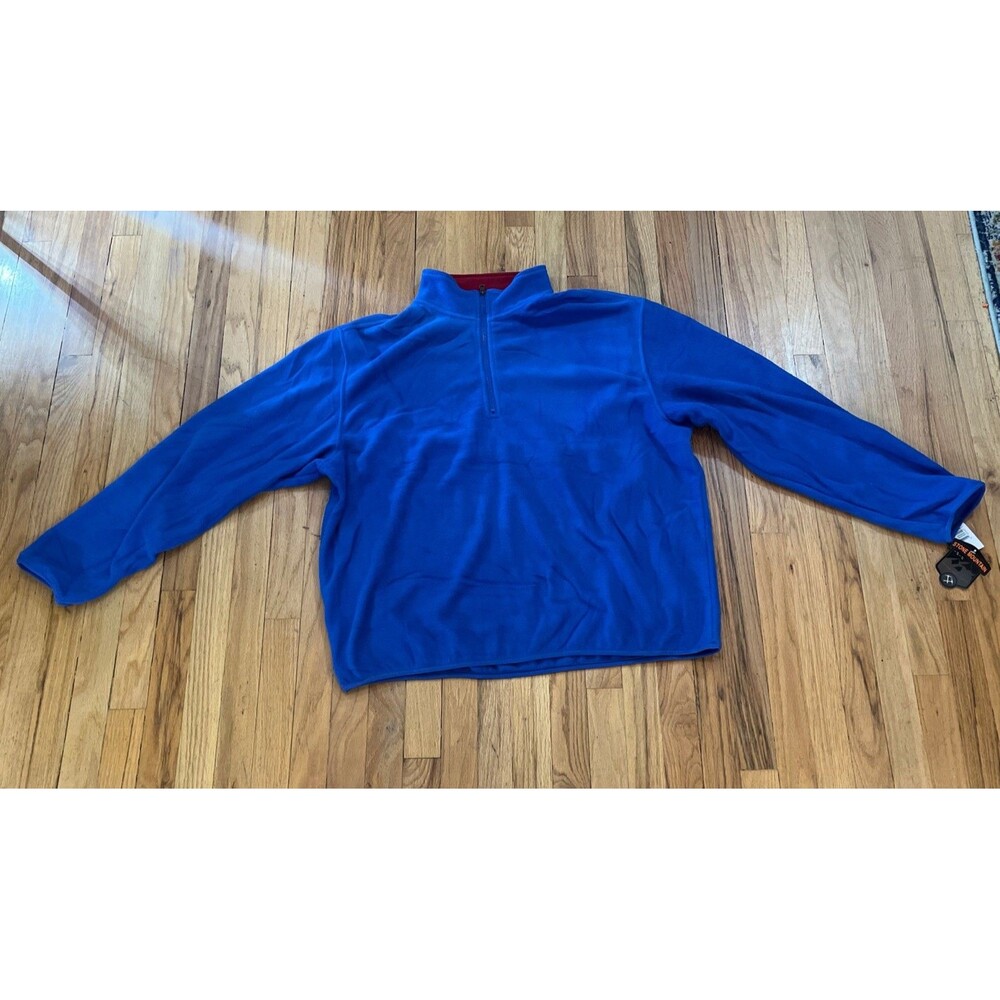 Nwt Men’s Large Stone Mountain Blue Red Collar Half Zip Long Sleeve 2xl